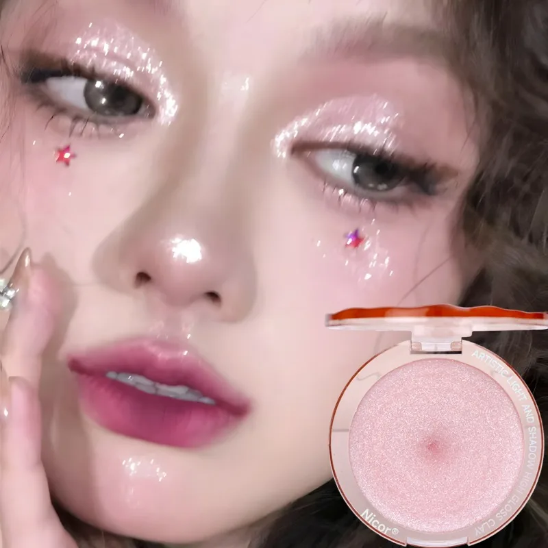 Glitter Eyeshadow Highlighter Palette Powder Lasting Shiny Brighten Face Contour Waterproof Shimmer Pearlescent Korean Cosmetic