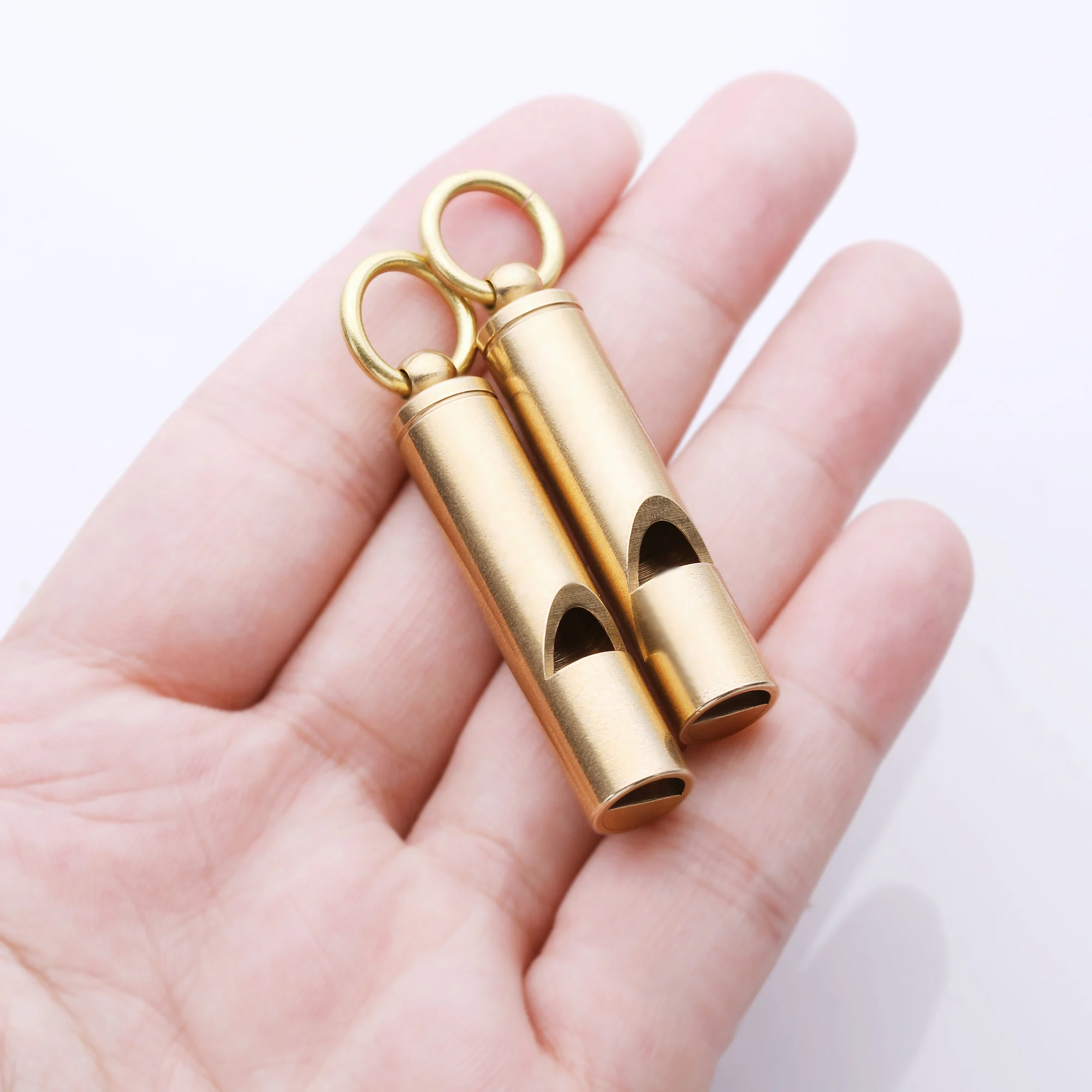 1Pcs 10x47MM Raw Brass Whistle,Brass Whistle Keychain Pendant,Emergency Whistle,Outdoor Survival Whistle 1800574