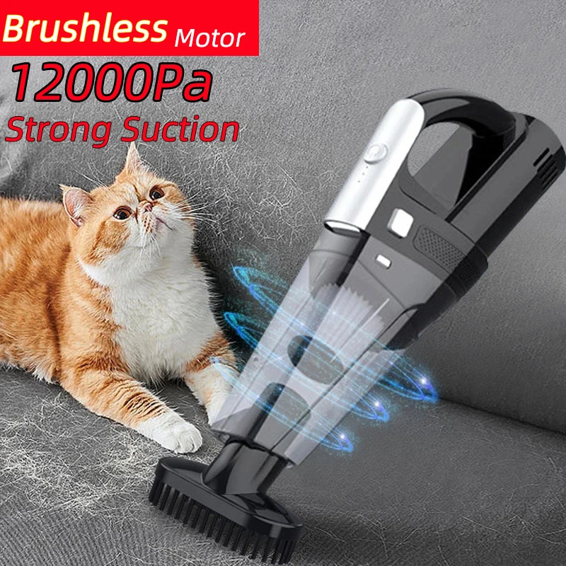 Brushless Vacuum Cleaner Handheld Vacuum Cleaner 12000Pa for Car &Home Multifunction Blower Pet Hair Strong Suction Wireless