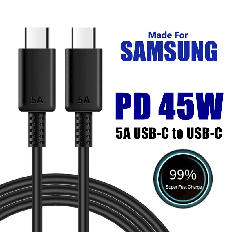 듀얼 USB C 초고속 충전 케이블, 삼성 S22, S23, S24 플러스, 노트 20 울트라, A53, A54, A55 용, 2m, PD 45W 