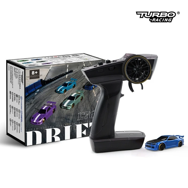 Turbo Racing 1:76 Miniatura em escala completa com controle remoto modelo de simulação de carro à deriva brinquedo carro RC para crianças e aficionados