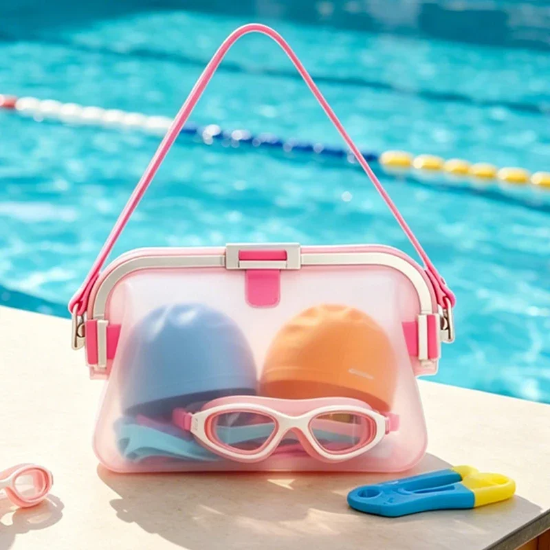 Silicone Waterproof Toiletry Bag Lightweight Beach Shoulder Bag Foldable Lightweight Pouch for Swimming Pool Outdoor Gym Travel 6
