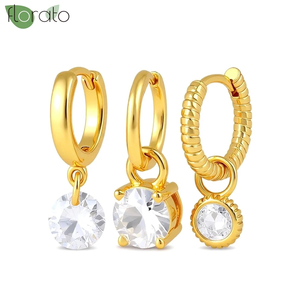 

925 Sterling Silver Needle Round Dangle Earrings for Women White CZ Zircon Drop Earring Men Jewelry Circle Ear Ring Wholesale