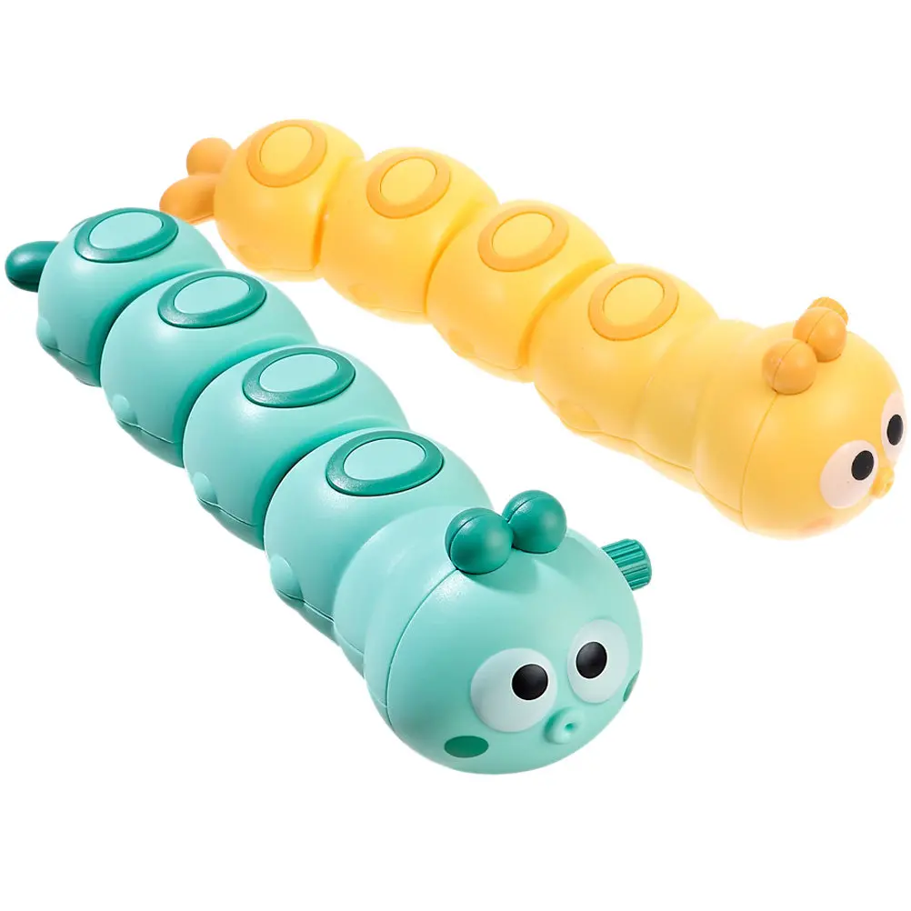 2Pcs Wind Up Caterpillar Creative Animal Plaything Crawling Trainer for Toddler Limbs Development Educational Interactive Fun