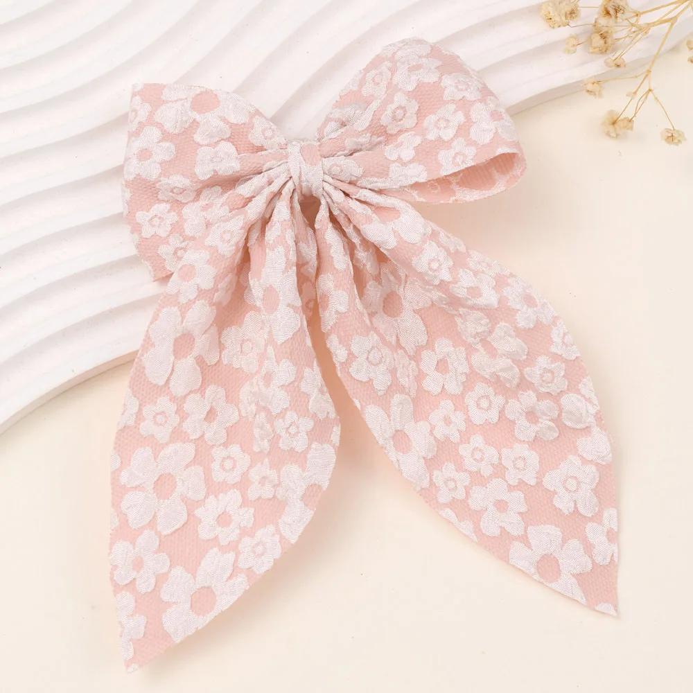 50 ピース/ロット花刺繍弓ヘアクリップ寓話弓女性と女の子サイドクリップ子供クランプバレッタ女性ヘアグリップ帽子バルク