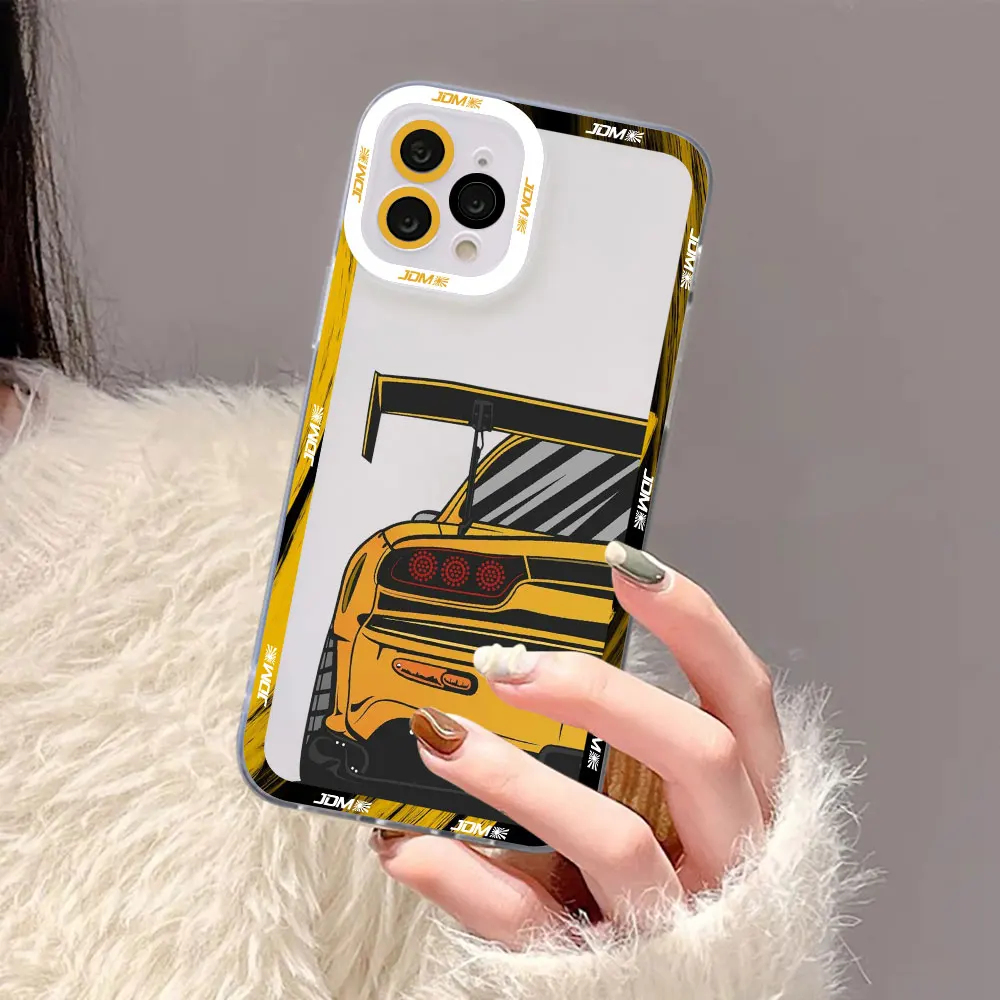 Tokyo JDM Drift Sports Car Phone Case For Apple iPhone 15 14 13 12 11 XS Pro Max 16 8 7 Plus X XR SE Transparent Cover Cqoue