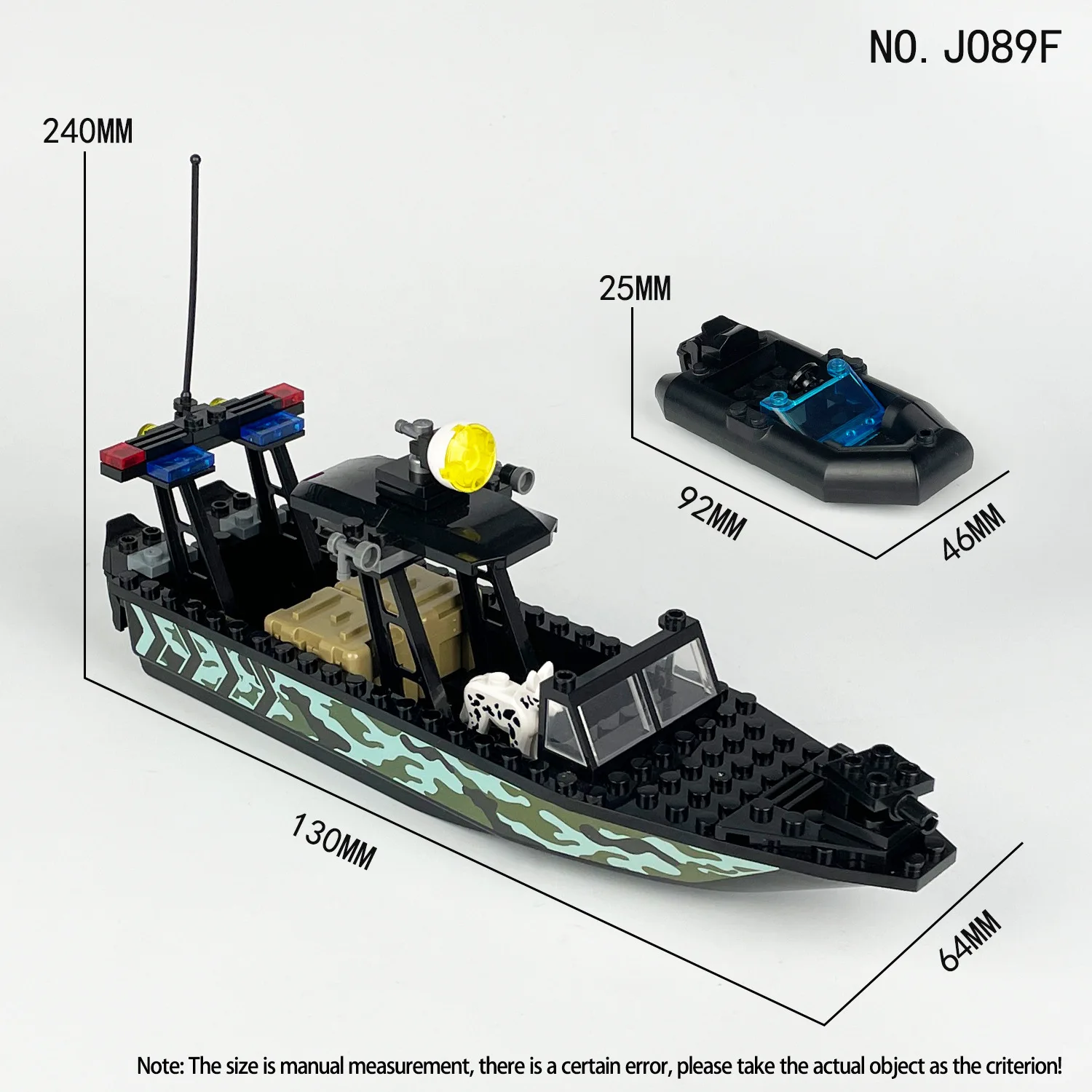 SWAT black camouflage sea python speedboat assault boat model small puzzle building block toy Christmas birthday gift