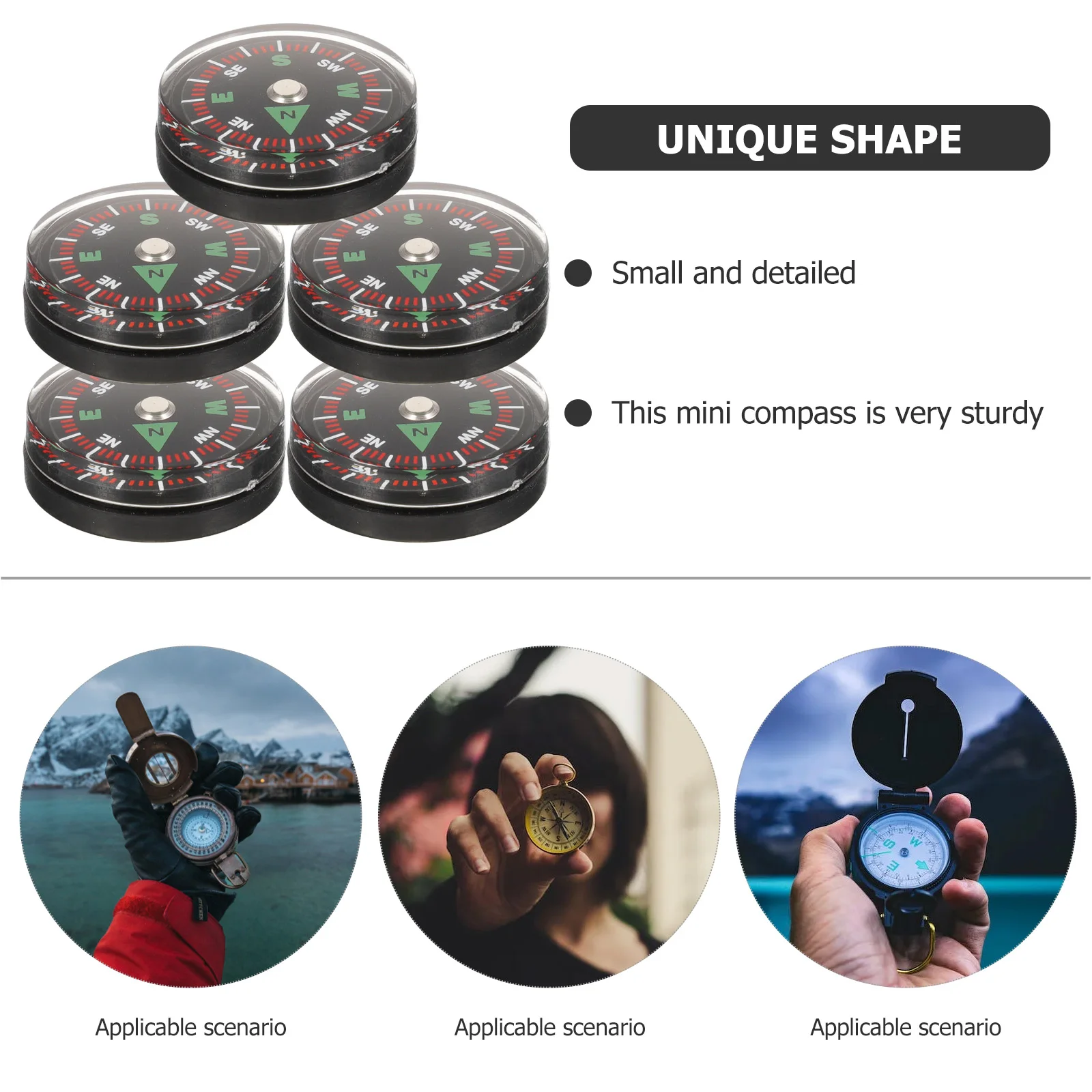 

5pcs Mini Compass Portable Compact For Camping Hiking Outdoor Survival Gear Small Navigation Tool For Kids