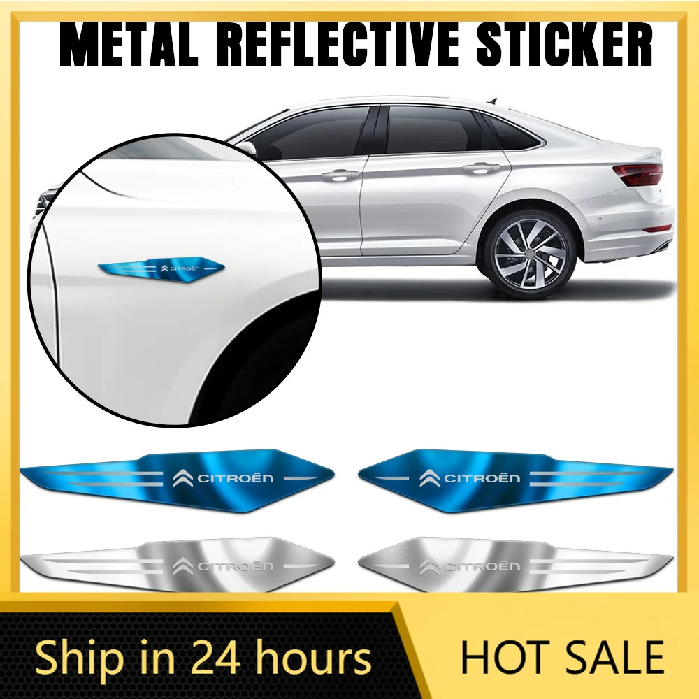 Car Sticker 2Pcs Car 3D Metal Side Wing Emblem Fender Sticker Accessories For Citroen C1 C2 Grand C4 Picasso C4L VTS C-ELYSEE DS