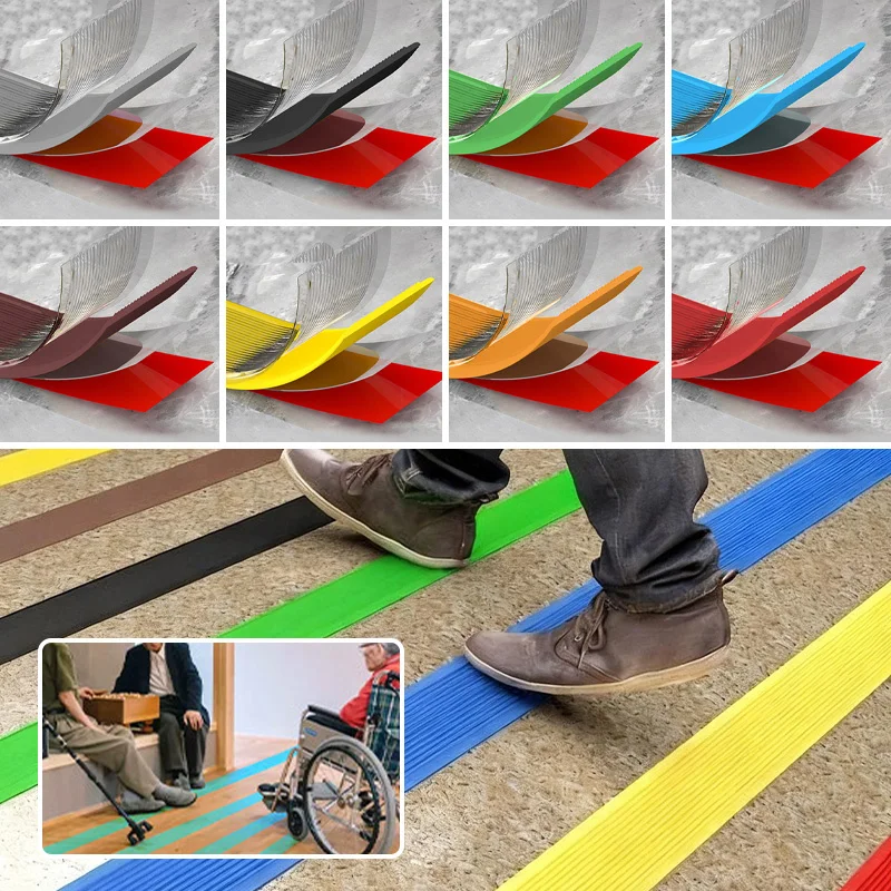 1M PVC Self-adhesive Anti-Slip Stair Tape Abrasive Treads Carpet Floor Sticker Non Skid Safety Sealing Strip Home Floor Decor