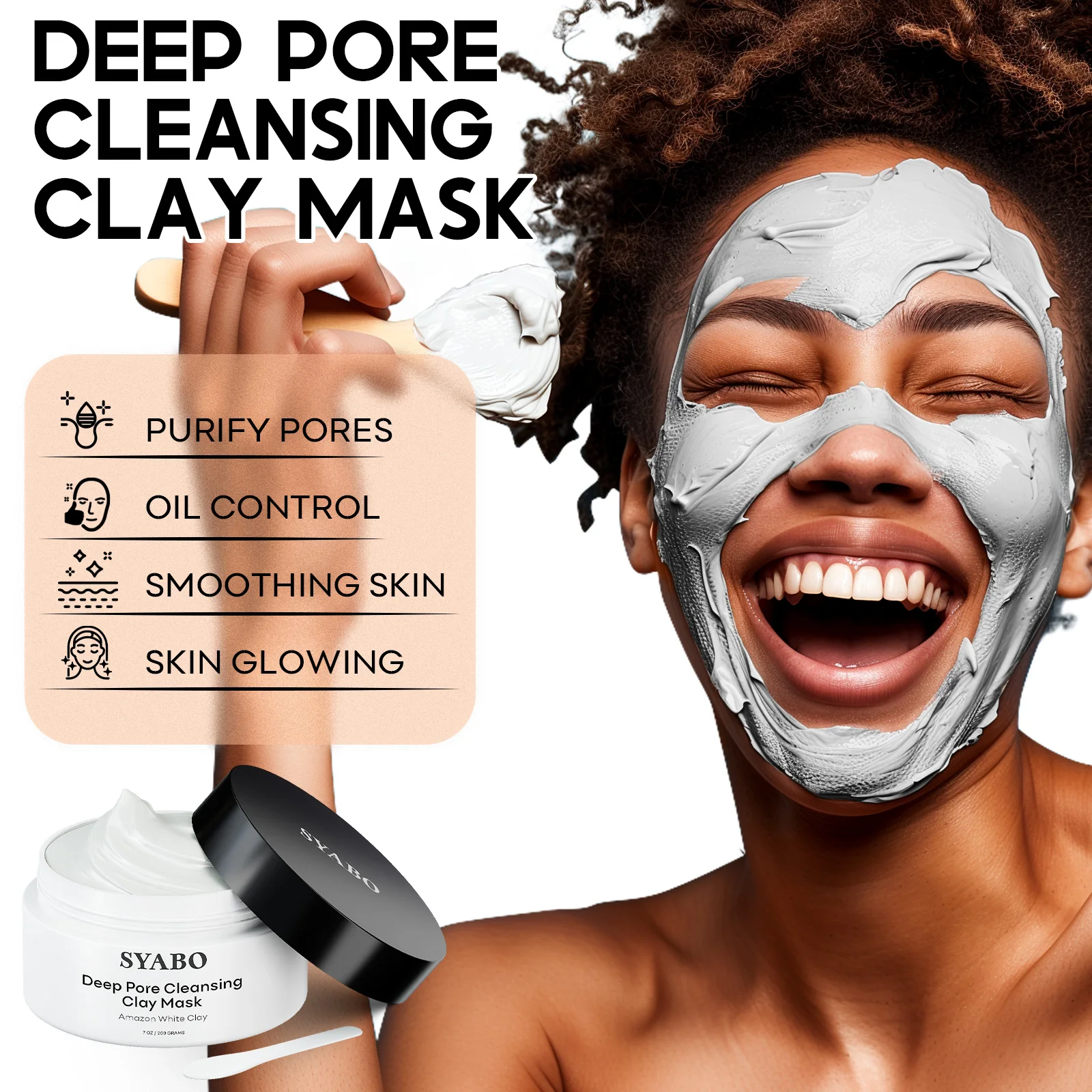 Amazon ian White Clay Poren maske, 200ml/7,05 floz-erfrischende Mitesser entferner & Resur facing Maske für das Gesicht. Tief reinigt, Tigh