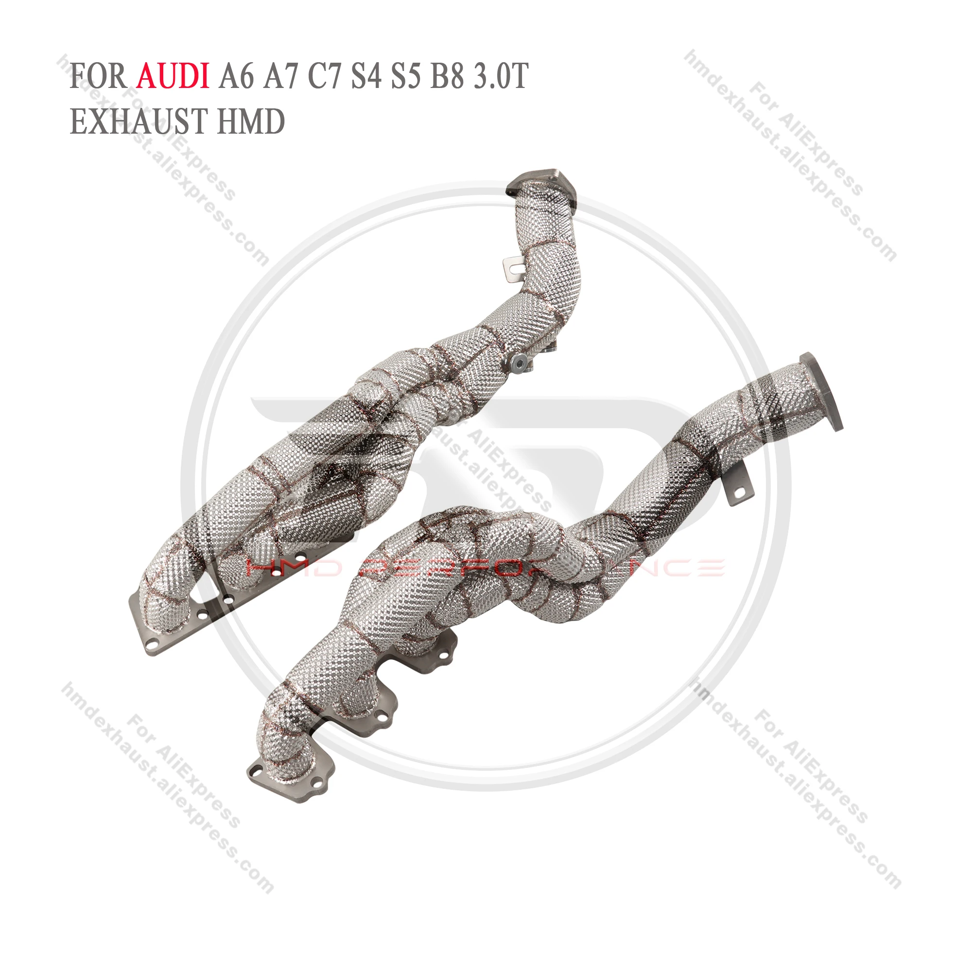 

HMD Exhaust System High Flow Performance Catless Headers for Audi A6 A7 C7 3.0T With Heat Shield Manifold