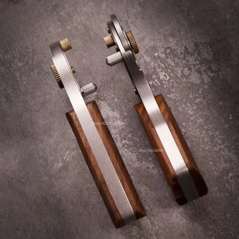 Picture 6: Natural Wooden Handle All-metal Roller Cutter Handmade Leather Goods Cutting Knife Linear Cutting Leathercraft Special Tools