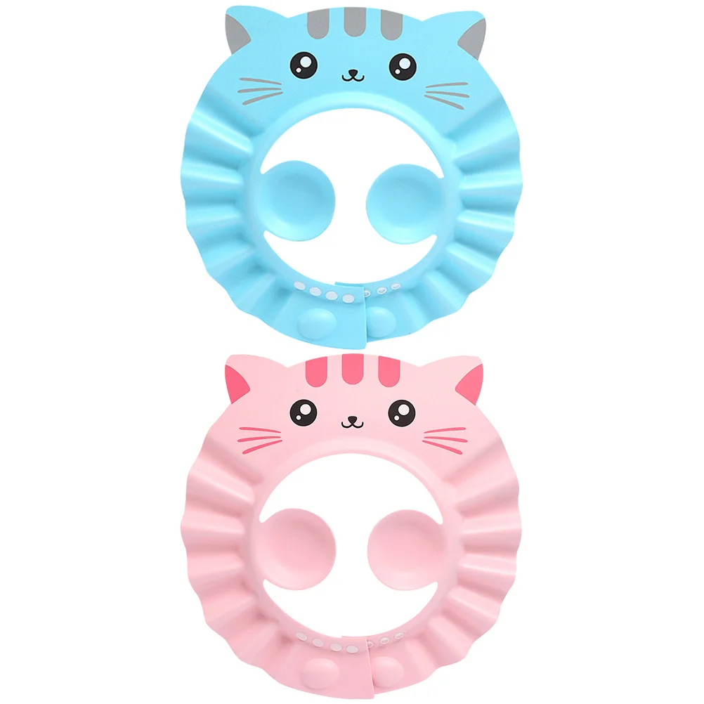 قطعتان من قبعة الدش المقاومة للماء للأطفال، قبعة شامبو قابلة للتعديل لحماية أذن الاستحمام للرضع، تصميم لطيف لغسل شعر الأطفال #5