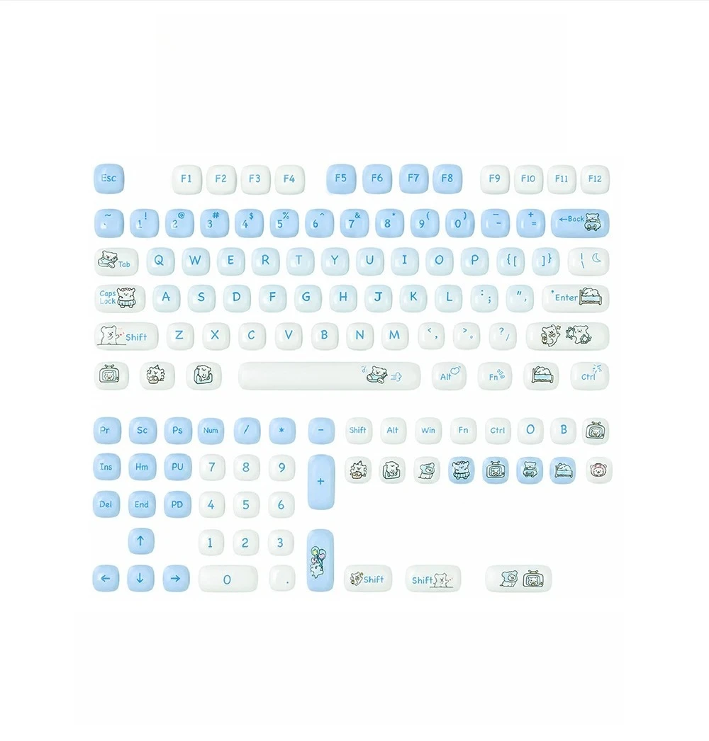 MAIMOOO Translucent Keycap Jelly Texture Blue Green Gradient PC Jade Grease Texture MOG Keycaps