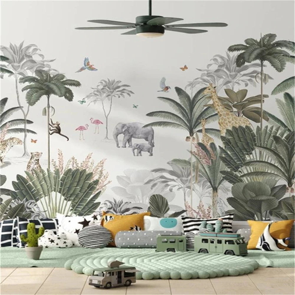 

Custom papel de parede 3d Southeast Asia animal plant Mural wall papers Home Decor Living Room Bedroom Tapestry photo wallpaper