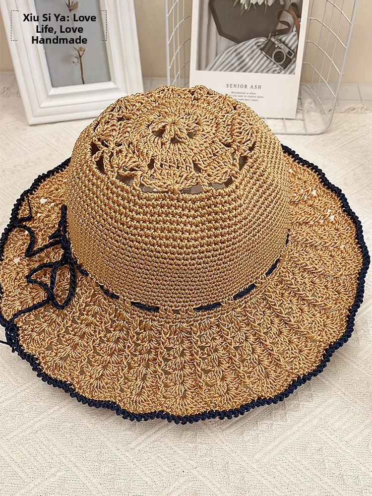 

ow Silkya Hat Material Kit Ice Silk Tead Braiding Cool Hat Sunade Sakura Pink Summer Faionable Hanrted Wool Yarn