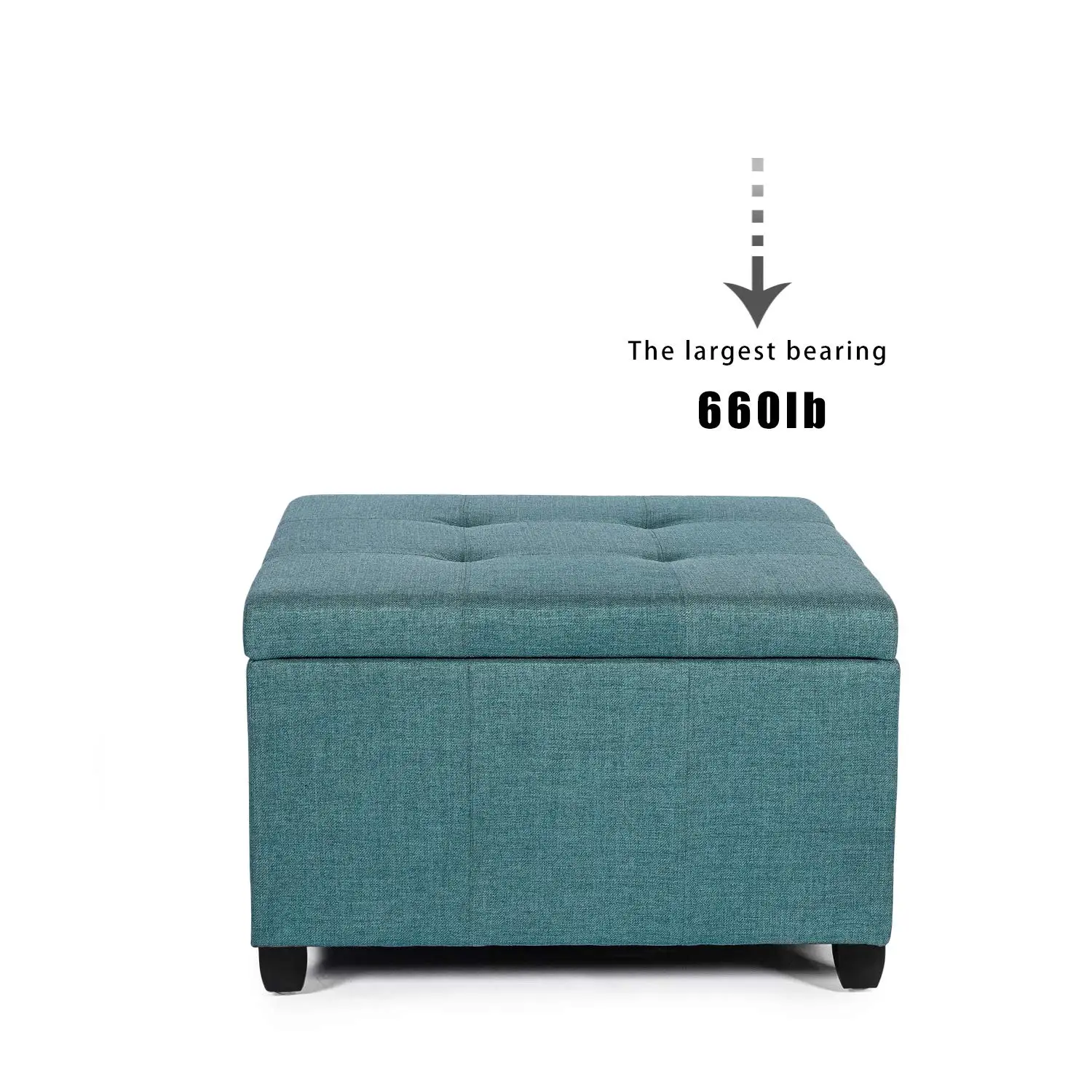 Classic Square Tufted Fabric Ottoman Storage Chest Footrest 29