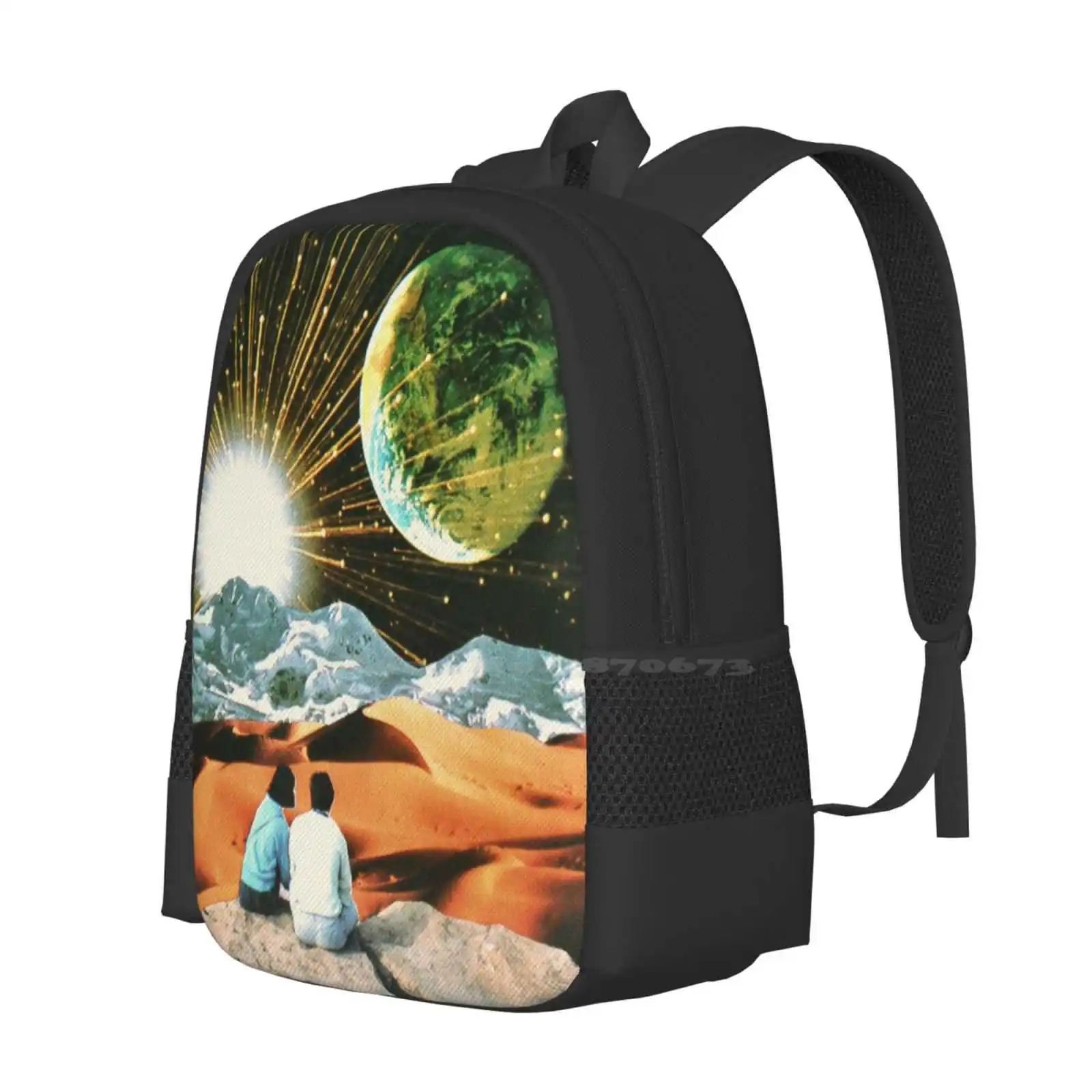 Another Earth Hot Sale Schoolbag Backpack Fashion Bags Collage Handmade Paper Cut Paste Surrealism Space Visual Retro Vintage