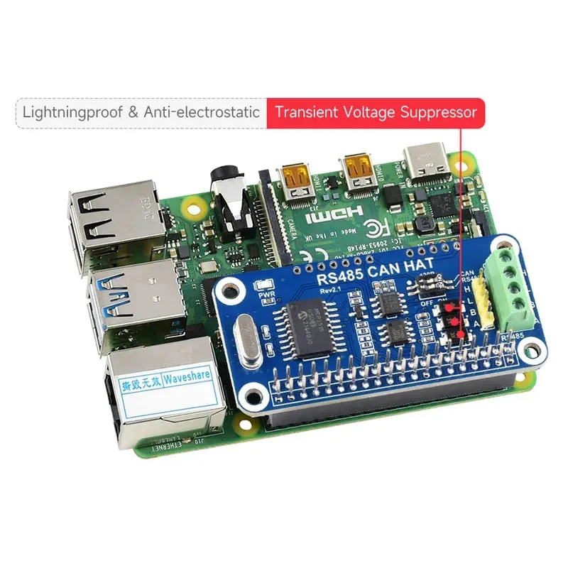 RS485 CAN BUS Module HAT Expansion Board Shield for RPI 0 Raspberry Pi Zero 2 W WH 2W 3A 3 Model B 3B Plus 4 4B 5