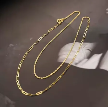 18k gold chain necklaces rolling chain au750 jewelry fine gold AB necklaces