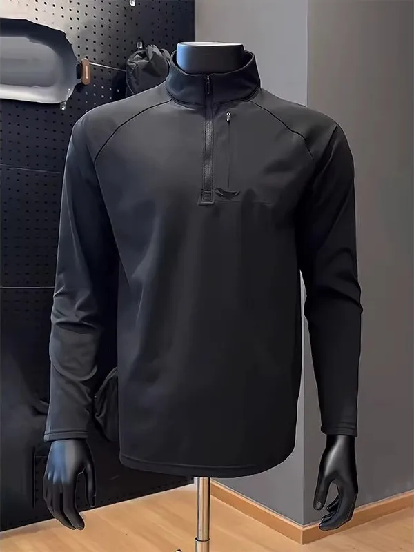 Bla American Sle Long Sve Hoodie Men's Outdoor Sports Badminton Fitn Training f Zipper Sweatirt Stand Fit