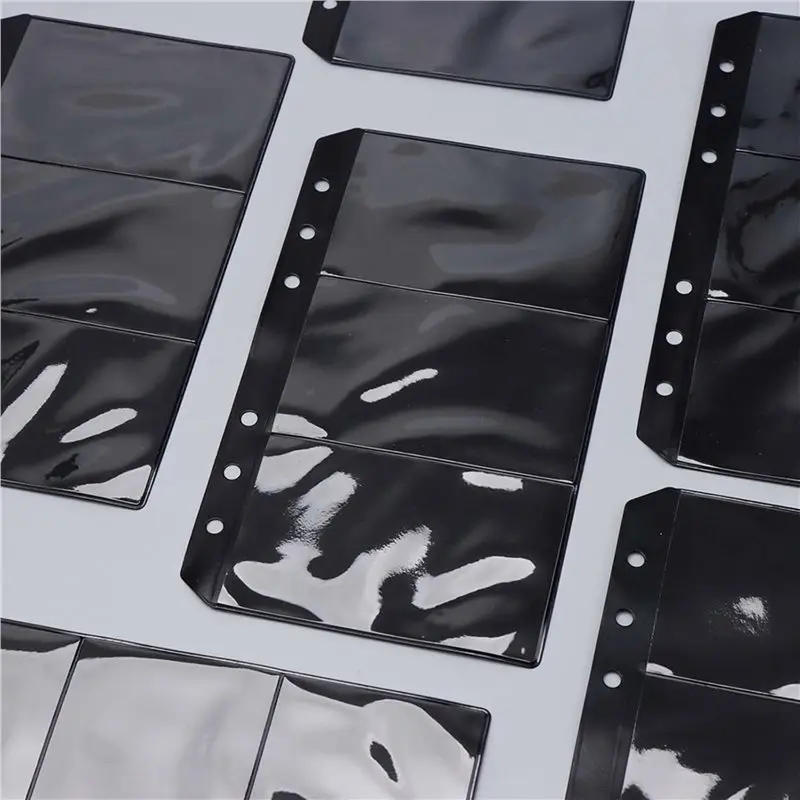 【GREAT VALUE】36Pcs Black A6 Binder Pockets PVC Cash Envelopes Budget Money Zipper Pouch Reusable Envelopes For Cash 3 Grid