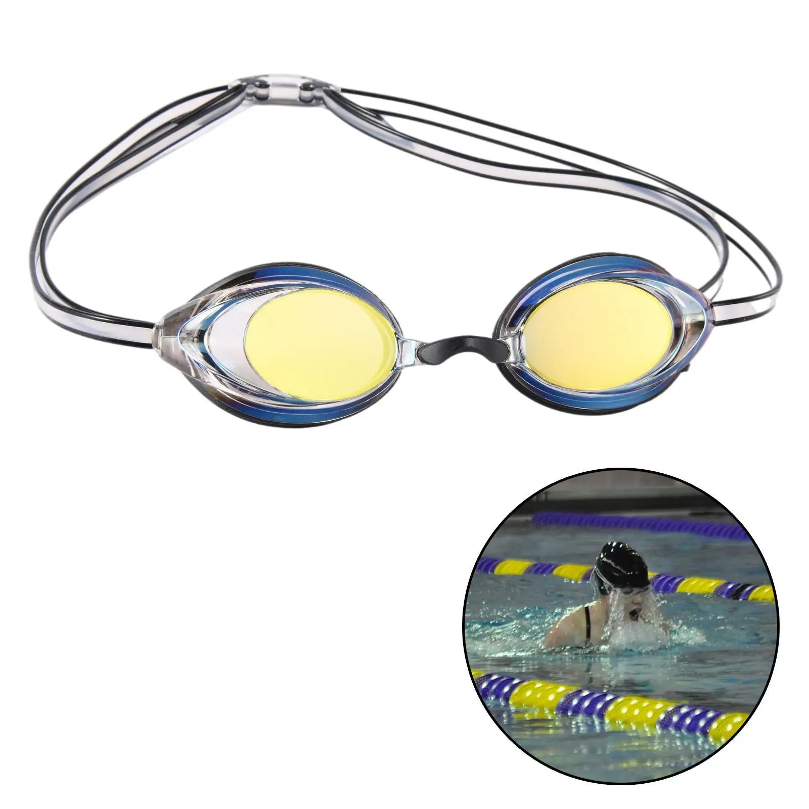 Swimming Goggles Anti Fog For Men Women Adult Goggles Adjustable Strap Gray Silver