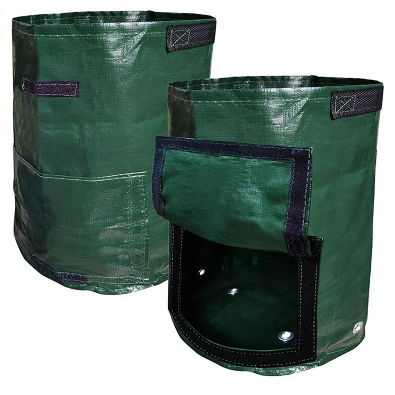 

2PC Garden Potato Grow Bag PE Fabrics Gardening Thicken Pot Vegetables Planter Tub With Handles And Access Flap