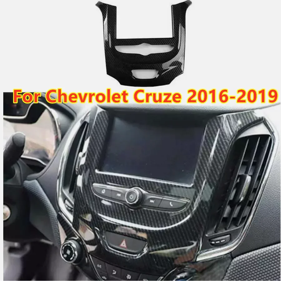Black Carbon Fiber Central Console Navigation Panel For Chevrolet Cruze 2016-19