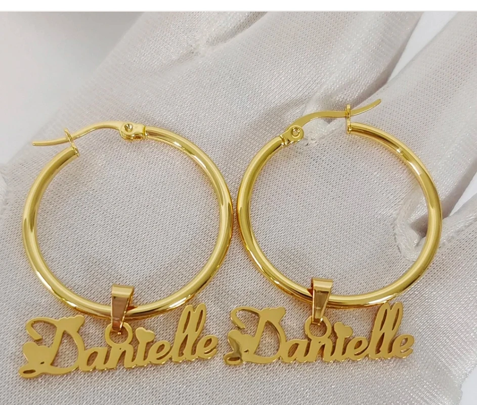 Personalized Hoop Earring Custom Name Earring Pendant For Women Birthday Gift Christmas Gift Fashion Jewelry for Girls