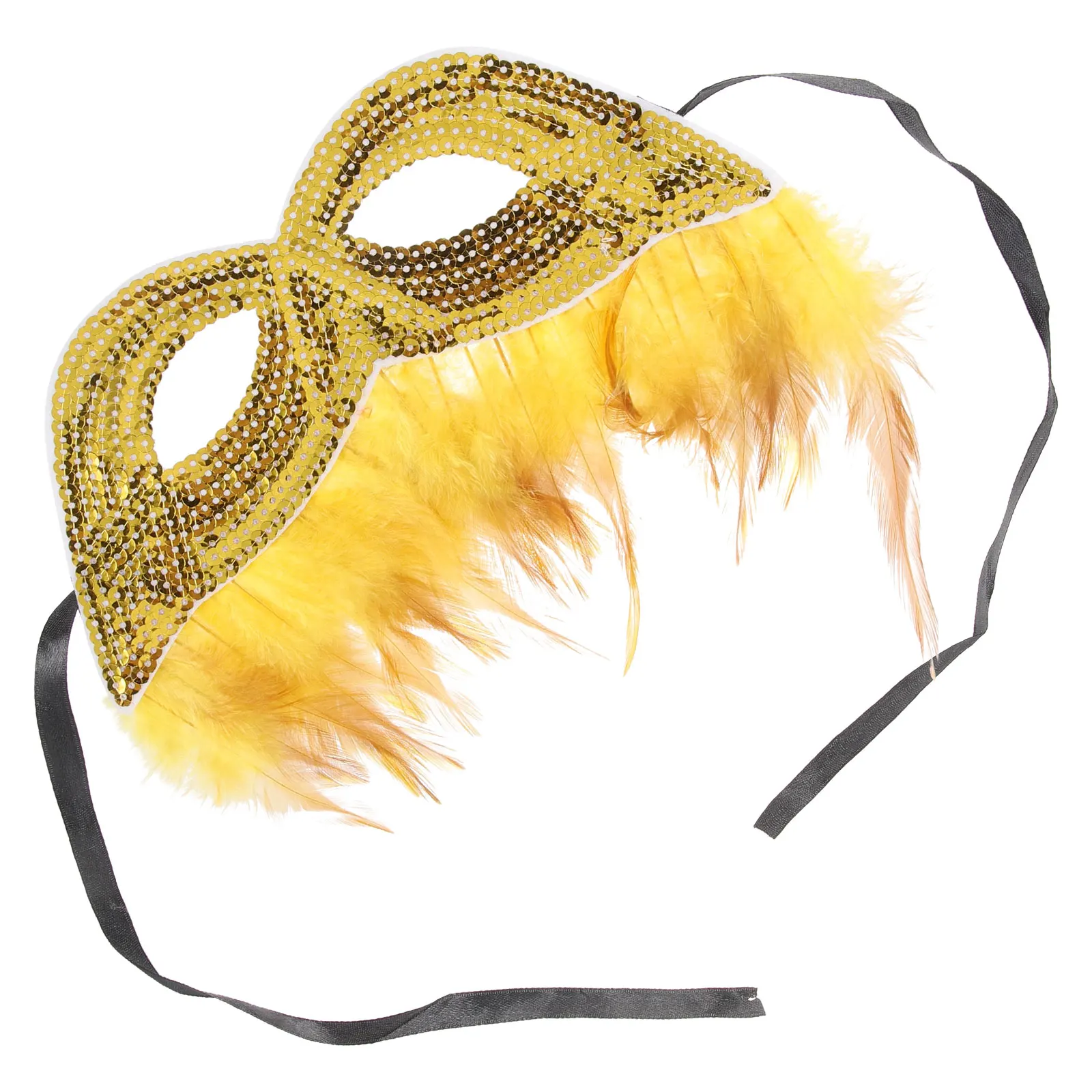 

Plastic Masquerade Mask Exquisite Half Face Design for Halloween Cosplay Party Decor Adjustable Elastic Band Carnival Plumes