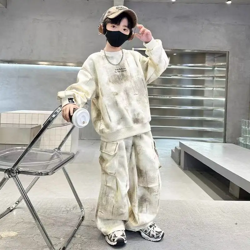 Children Clothes SuitKids Set Autumn Sweater Sports Letter Top&Pants Boy Striped Pullover Outfit Baby Sweatshirt Tracksuit 2 Pcs