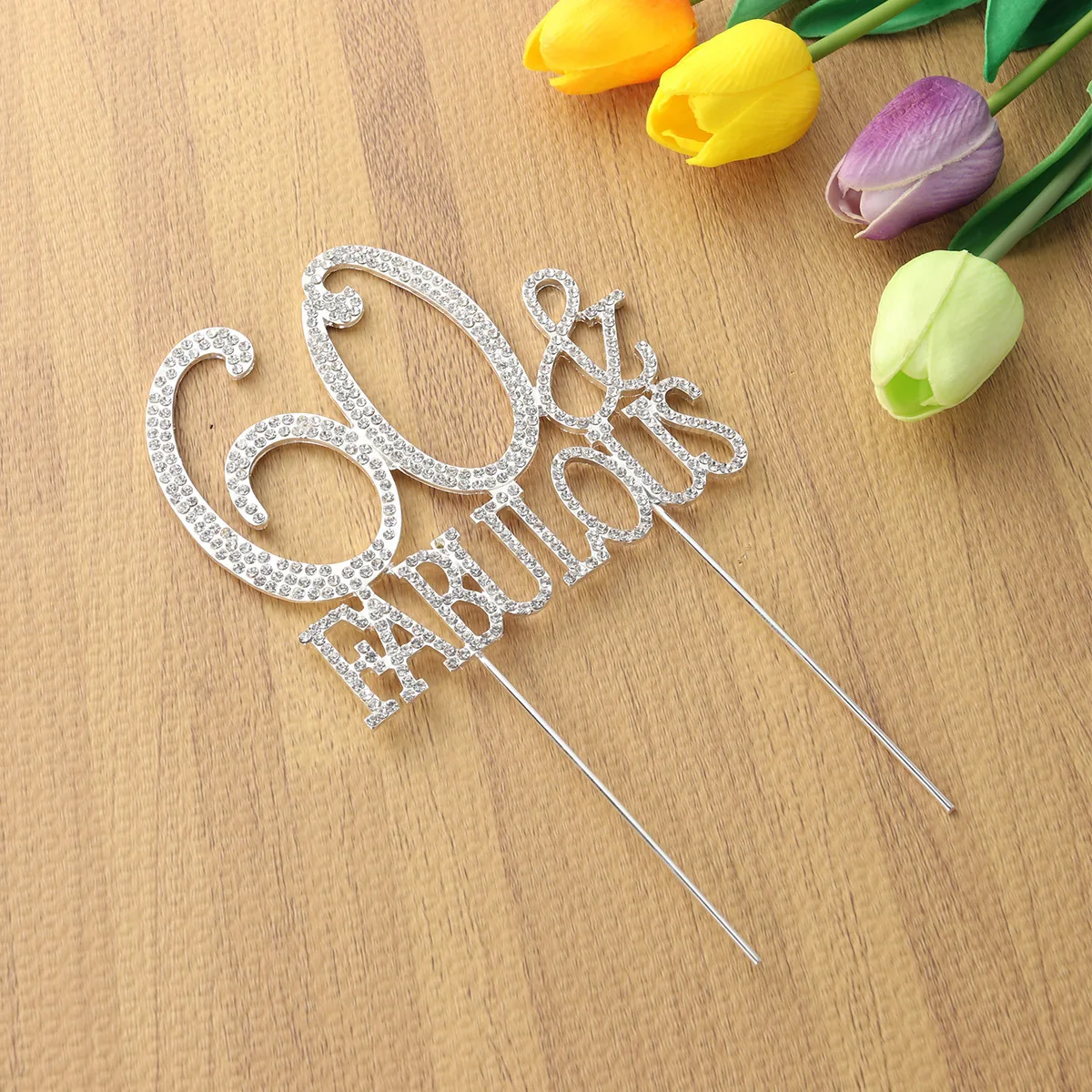 

60 Fabulous Glitter Rhinestone Cake Topper Alloy Birthday Party Decoration Cupcake Food Picks Supplies Cupcake Topper