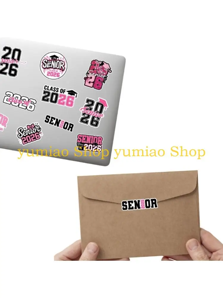 587B 10PCS Senior 2026 Graduation Stickers Permanent PVC Decals For Scrapbooks School Supplies Gift College Class Of 2026