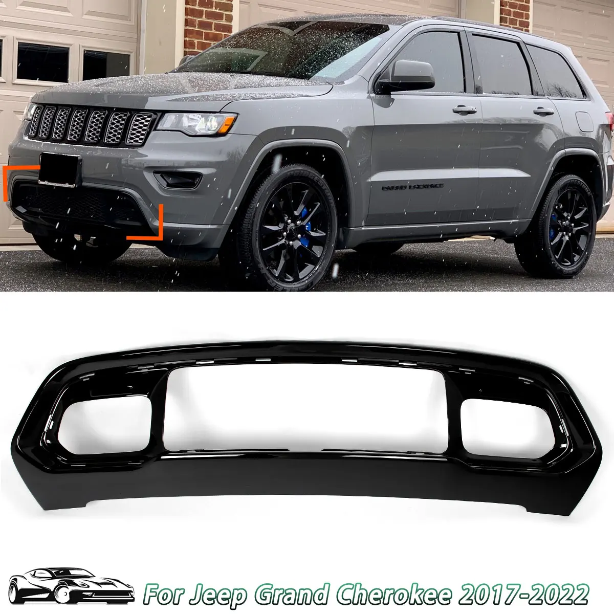 For 2017-2022 Jeep Grand Cherokee Bumper Grille Bezel Fascia Applique 5ZM53SZ0AA