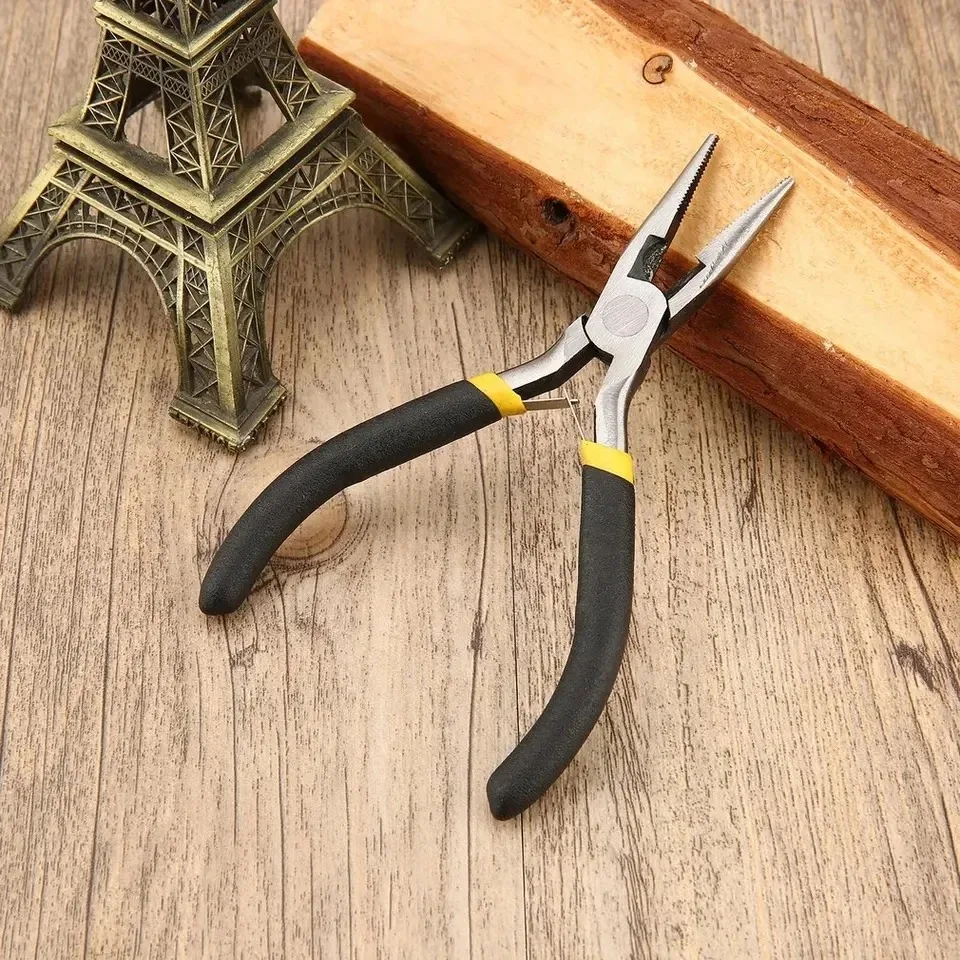 1Pcs Light Weight Portable Carbon Steel Forging Jewellery Pliers Durable Mini Hand Tools with round Flat Long Nose for Crafting