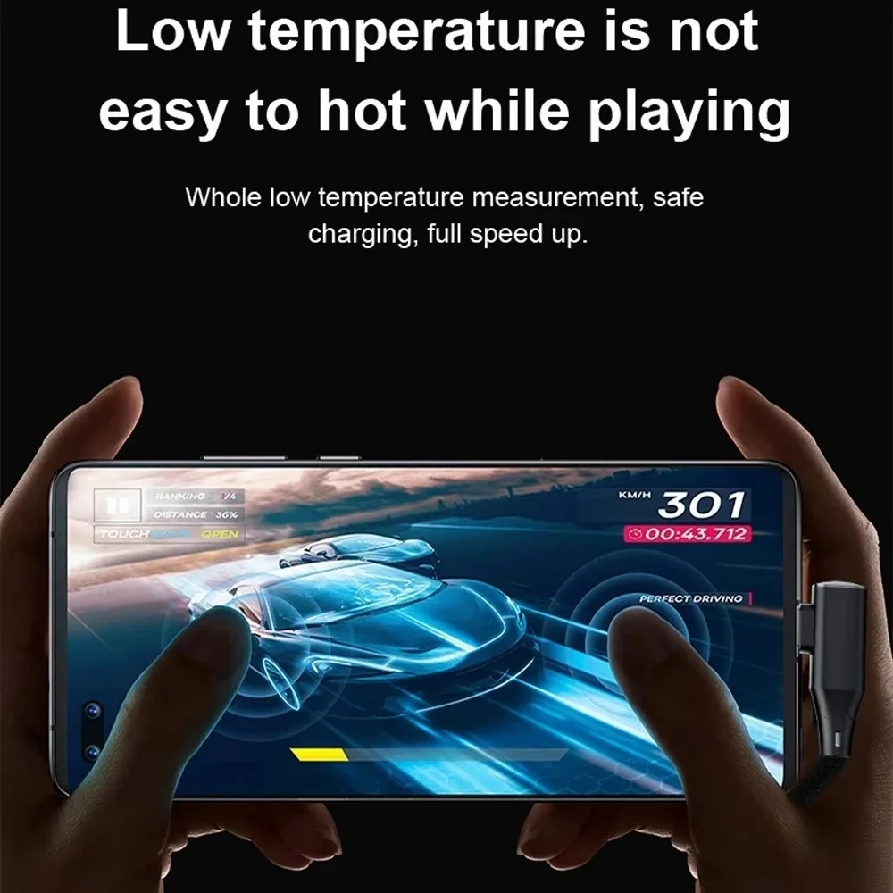 120W 90 °   Cable de datos USB tipo codo a tipo C Cable trenzado de nailon de carga rápida para iPhone Samsung Huawei Cable de carga rápida