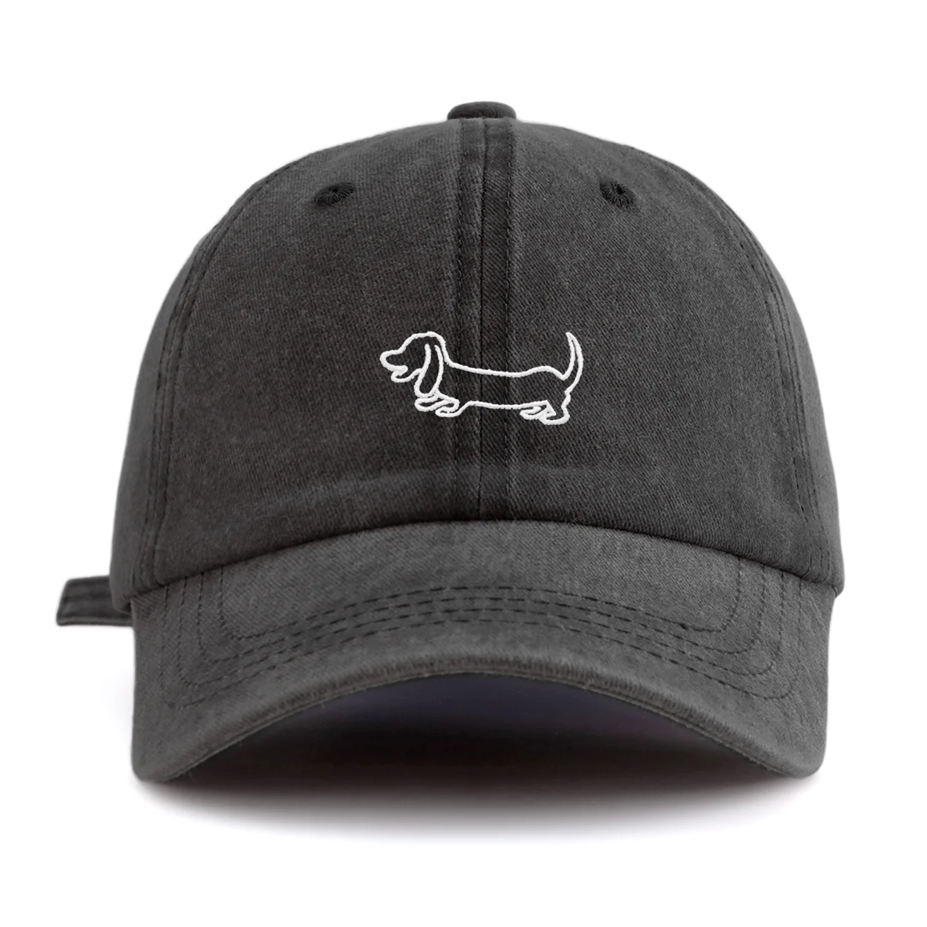1pc Dachshund Embroidered Baseball Cap Vintage Washed Multi-color Retro Cute Dog Sun Hat Streetwear Gorras Hombre Dad Hat