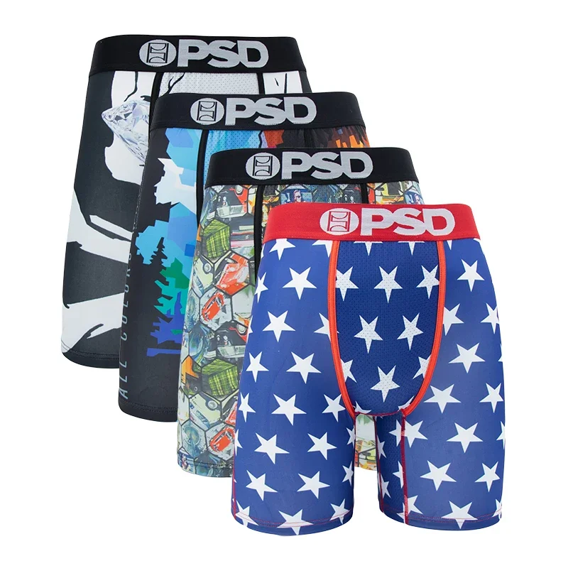 Fashion 4Pcs Print Men Underwear Boxer Cueca Male Panty Lingerie Men Underpants Panty Boxershorts Sexy S-XXL Popular New