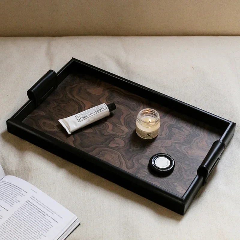 

Volcano Pattern Tray High-end Ins Retro Medieval Home Living Room Bedroom Aromatherapy Wooden Tray Jewelry Tray