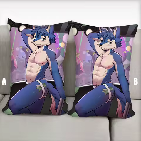 Anime Pillow Dog Fox Furry Dakimakura Sfw Half body Cartoon Pillow Core Double Side Print