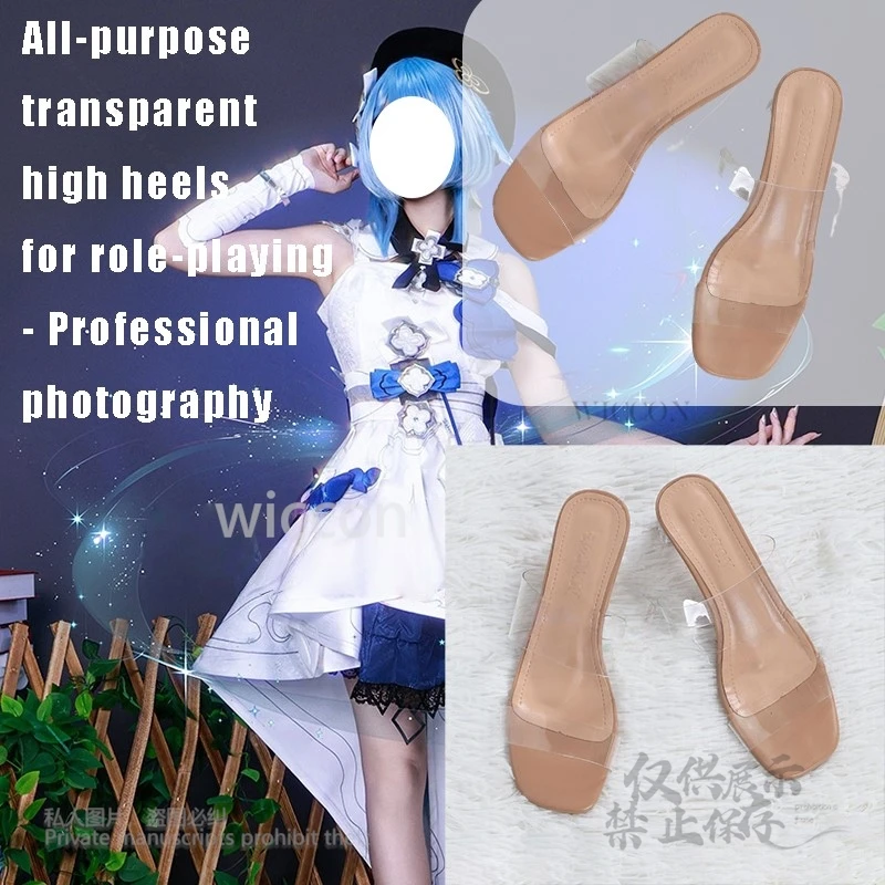 Универсальные прозрачные женские туфли на высоком каблуке в стиле аниме для ролевых игр, высокое качество, подходят для фотосъемки Comic Con OneSize
