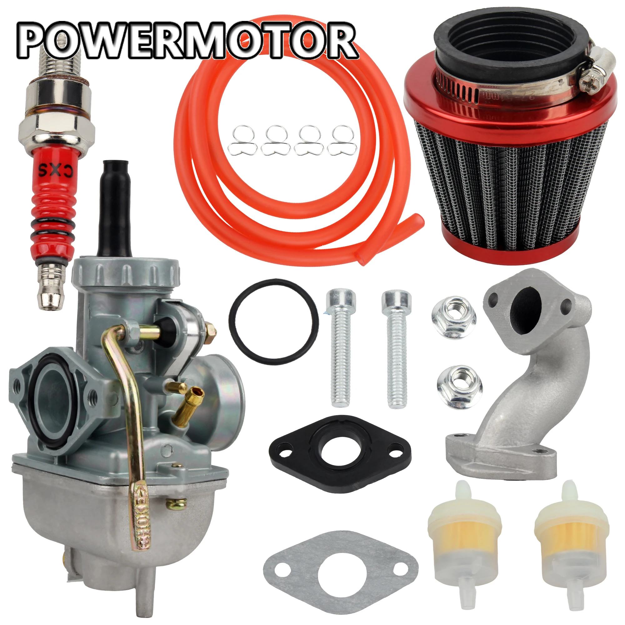 Motorrad Vergaser PZ20 mit Luft-Kraftstofffilter Zündkerze Ansaugkrümmer für 50 70 90 110 125 CC 4-Takt-Motor ATV UTV
