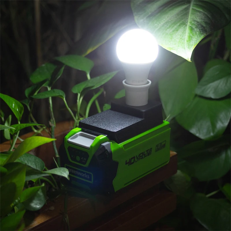 Greenworks-portátil sem fio lâmpada LED, luz LED para trabalho interior e exterior, 40V Li-ion bateria, Novo, E27