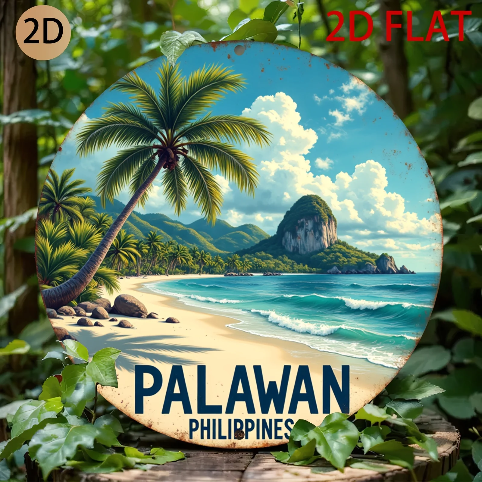 Palawan Philippines Beach Landscape - Tin Sign - Vintage Durable Metal Plaque Wall Decor, Home Office Bar Man Cave Wall Art