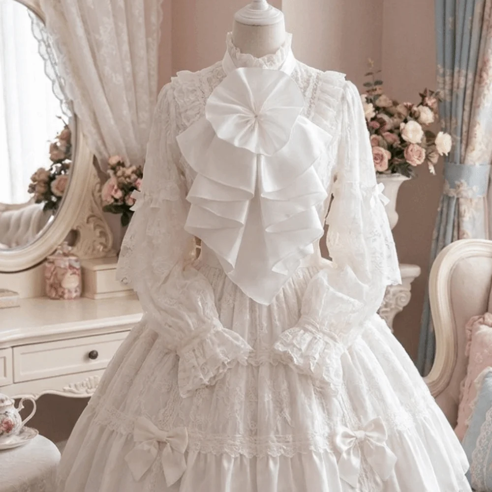 Layered Decor Detachable Ruffled Collar Adjustable Large Bow Fake Collar Chic Polyester Blouse Decorative Collar Performance