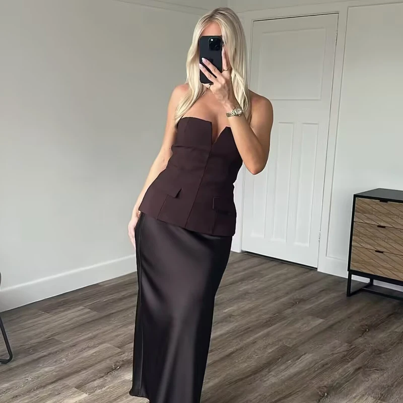 MUJER off Shoulder Tube Top Women Sexy Strapless Crop Top Woman Fashion Backless Short Tops for Women Spring Bustier Vest Top image 3