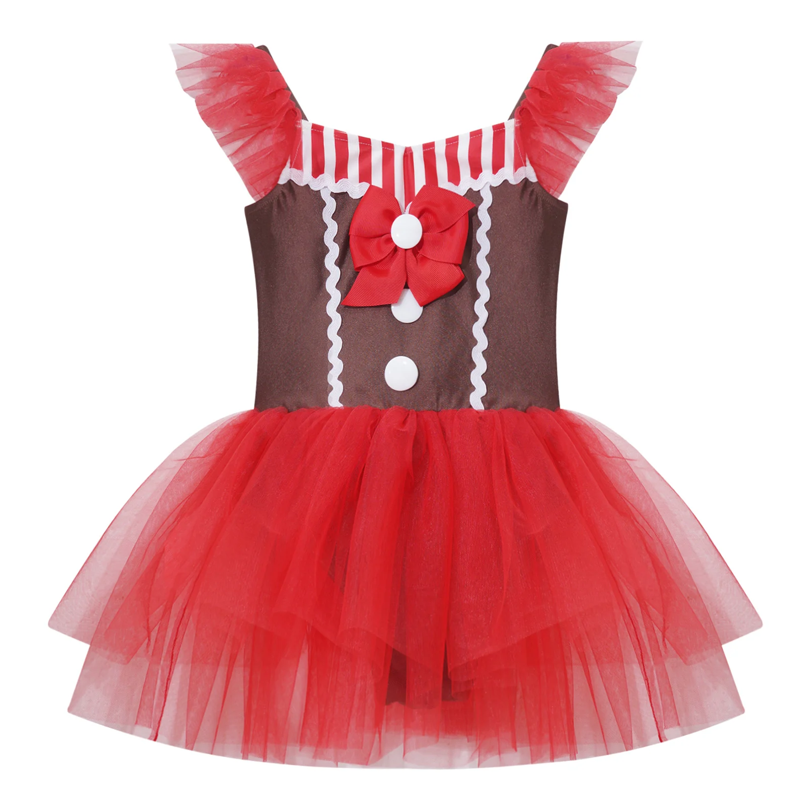 Gingerbread Man Costume for Kids, Teen Christmas, Candy Cane, Santa, Dance Dress, Sem mangas, Ballet Tutu, Dancewear for Girls