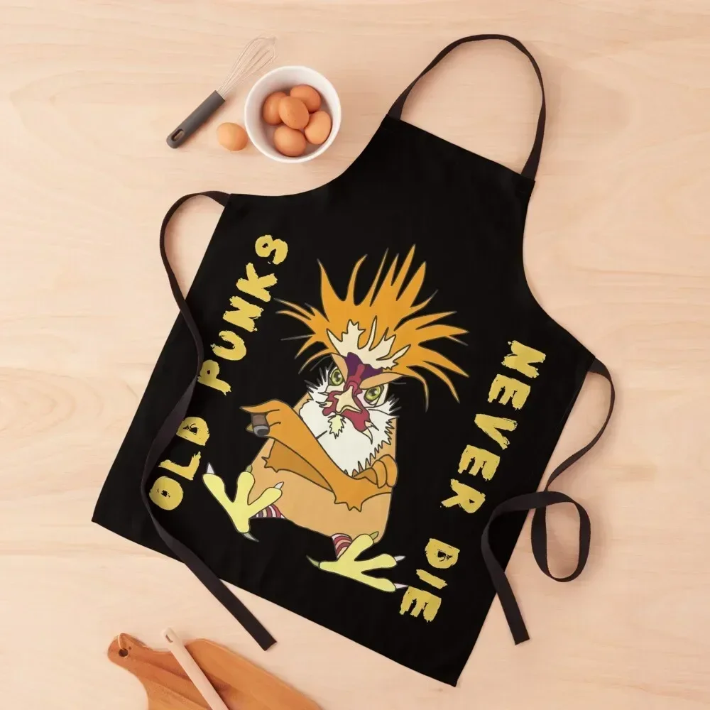 Old Punks Never Die Feisty Rooster - Funny Quotes Apron Men'ss Women's Kitchen Apron